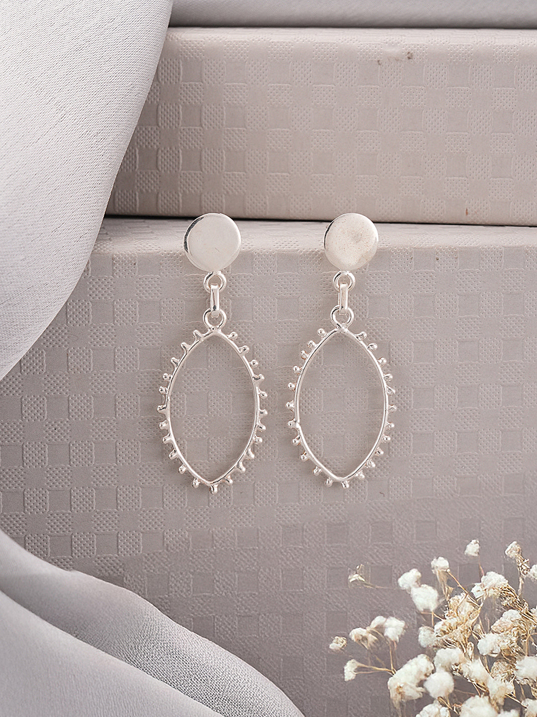 925 Sterling Silver Oval Lightweight Dangler Minimal Drop Earrings